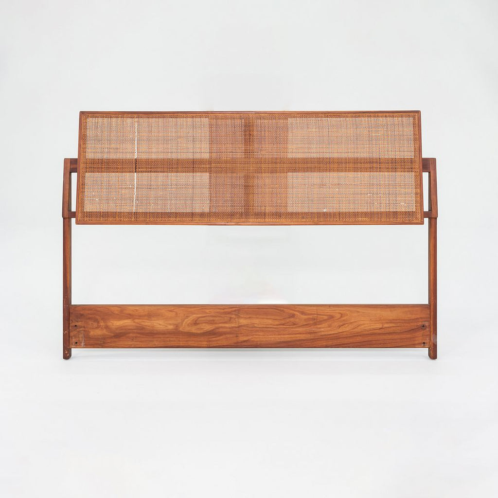 1959 Jens Risom Designs Full Headboard and Footboard in Walnut with Caned Panel