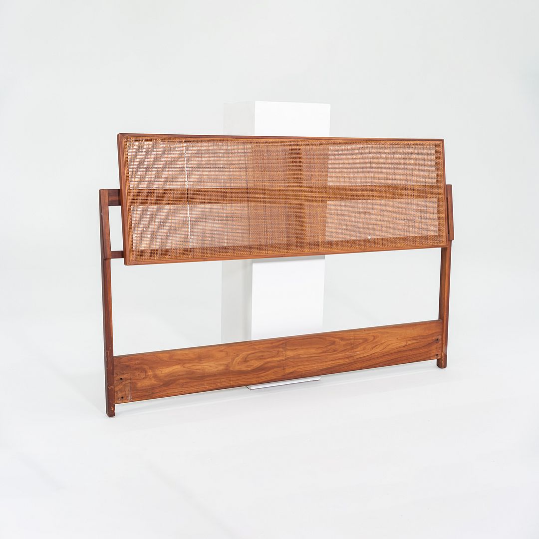 1959 Jens Risom Designs Full Headboard and Footboard in Walnut with Caned Panel
