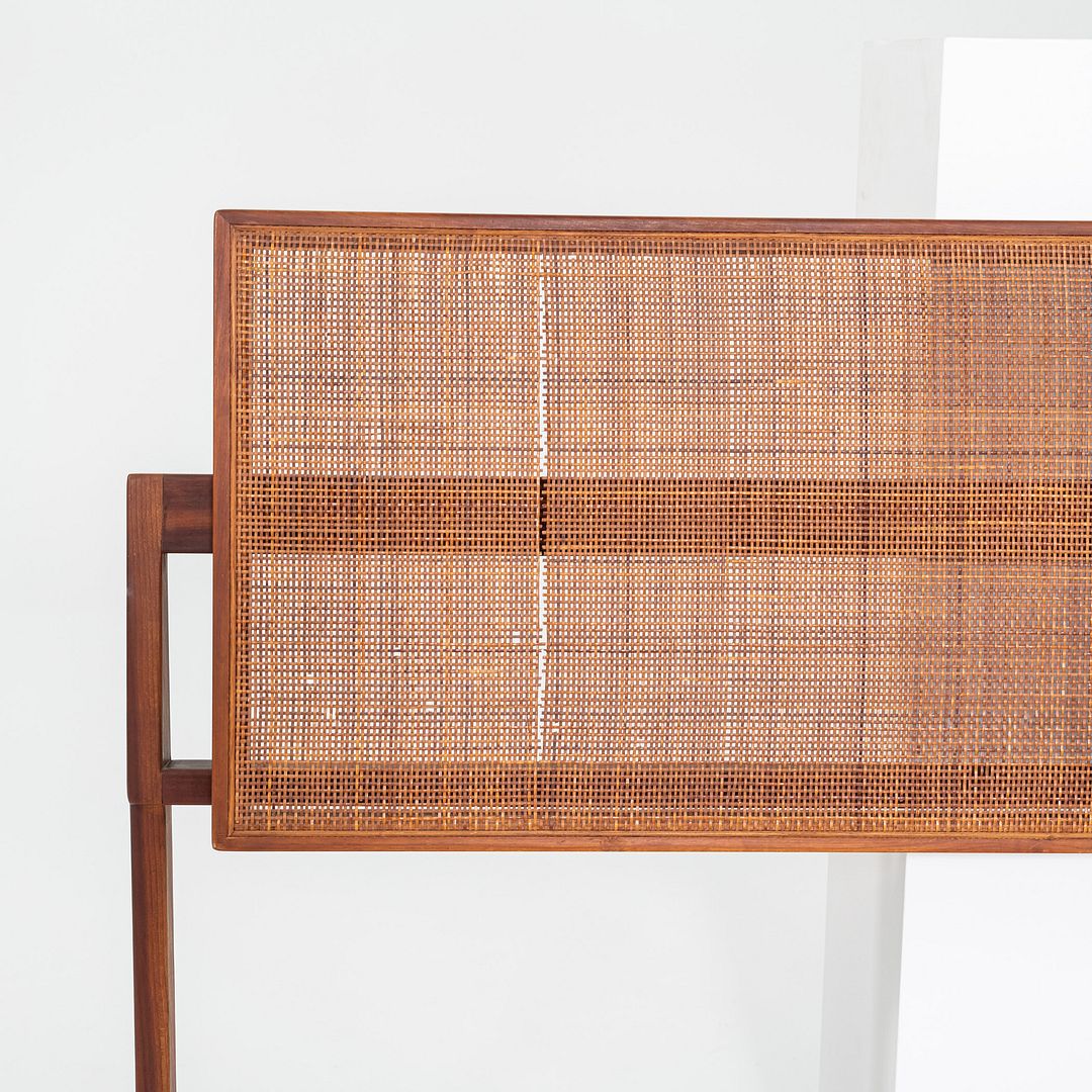 1959 Jens Risom Designs Full Headboard and Footboard in Walnut with Caned Panel