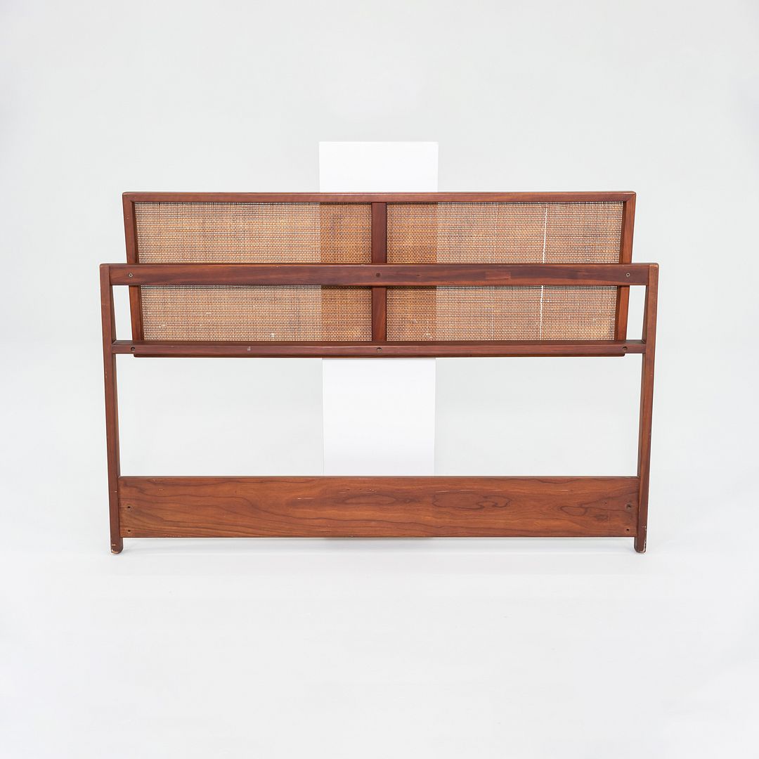 1959 Jens Risom Designs Full Headboard and Footboard in Walnut with Caned Panel