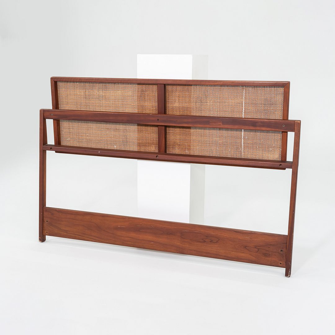 1959 Jens Risom Designs Full Headboard and Footboard in Walnut with Caned Panel
