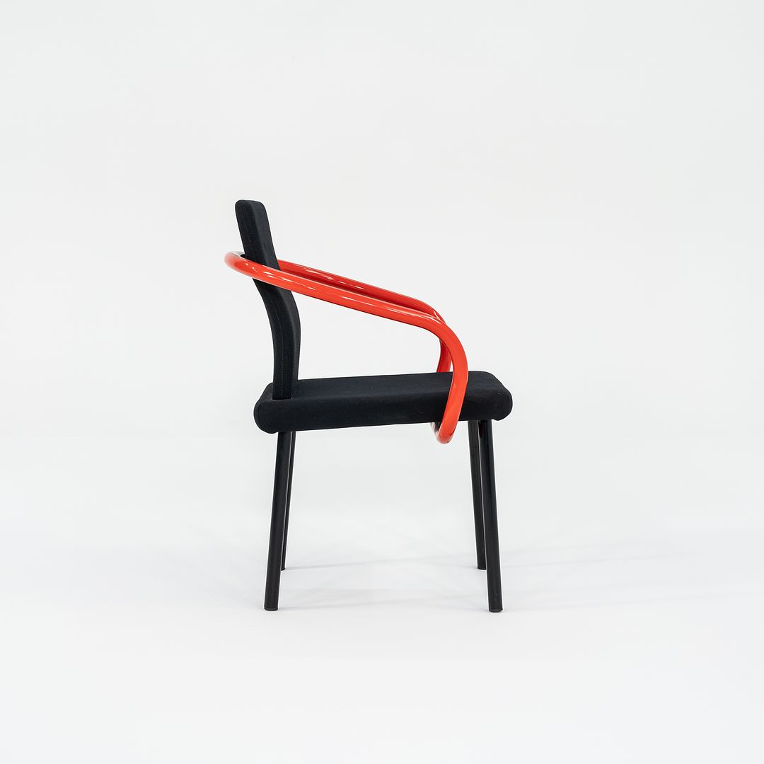 1990s Mandarin Chair by Ettore Sottsass for Knoll Mandarin Dining Chairs in Orange with Black Upholstery