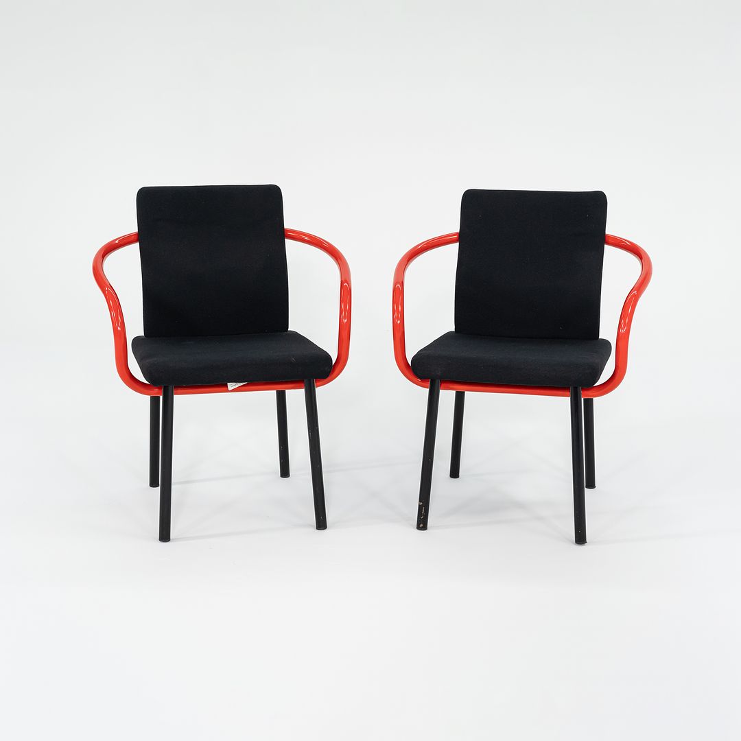 1990s Mandarin Chair by Ettore Sottsass for Knoll Mandarin Dining Chairs in Orange with Black Upholstery