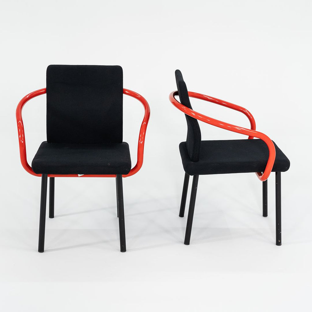 1990s Mandarin Chair by Ettore Sottsass for Knoll Mandarin Dining Chairs in Orange with Black Upholstery