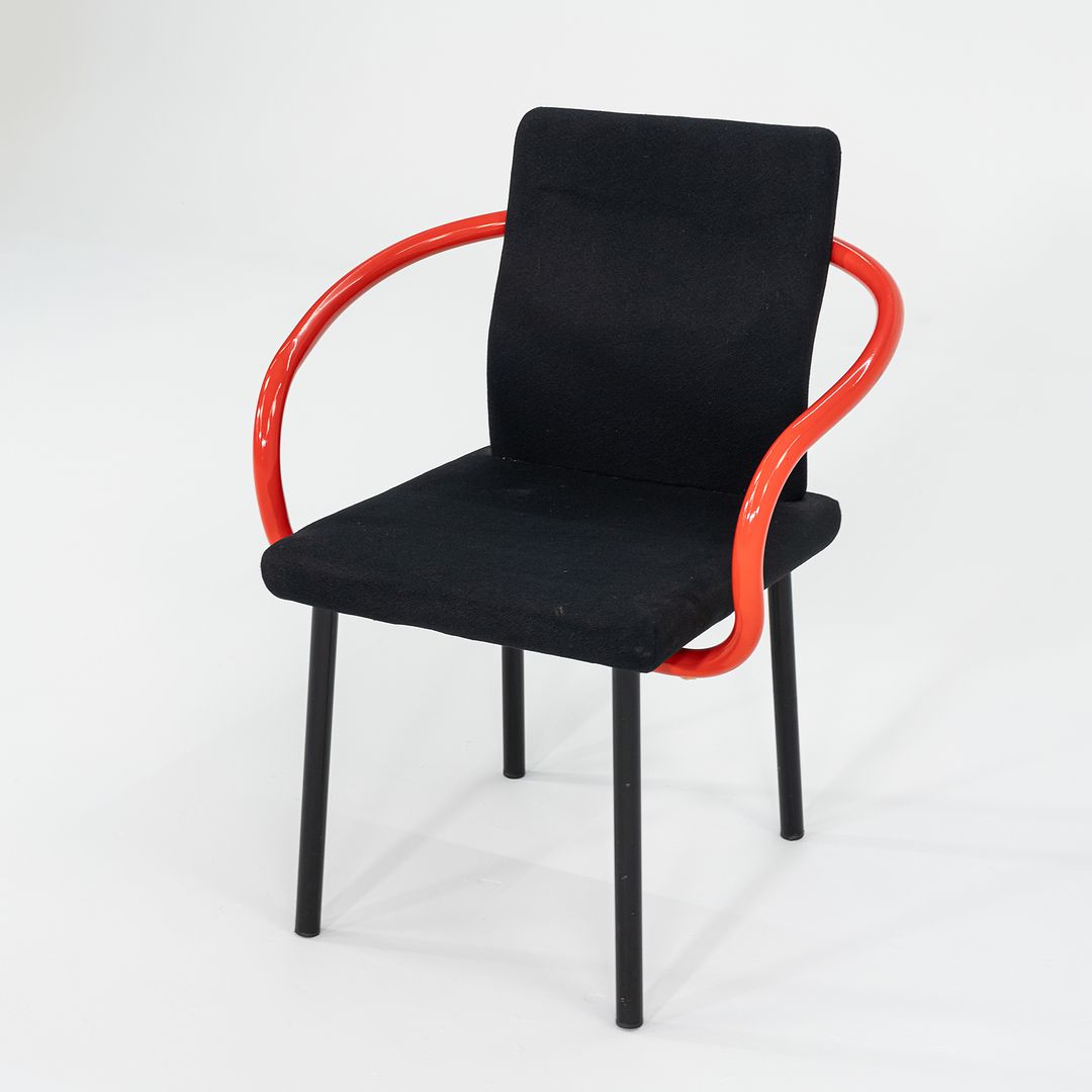 1990s Mandarin Chair by Ettore Sottsass for Knoll Mandarin Dining Chairs in Orange with Black Upholstery