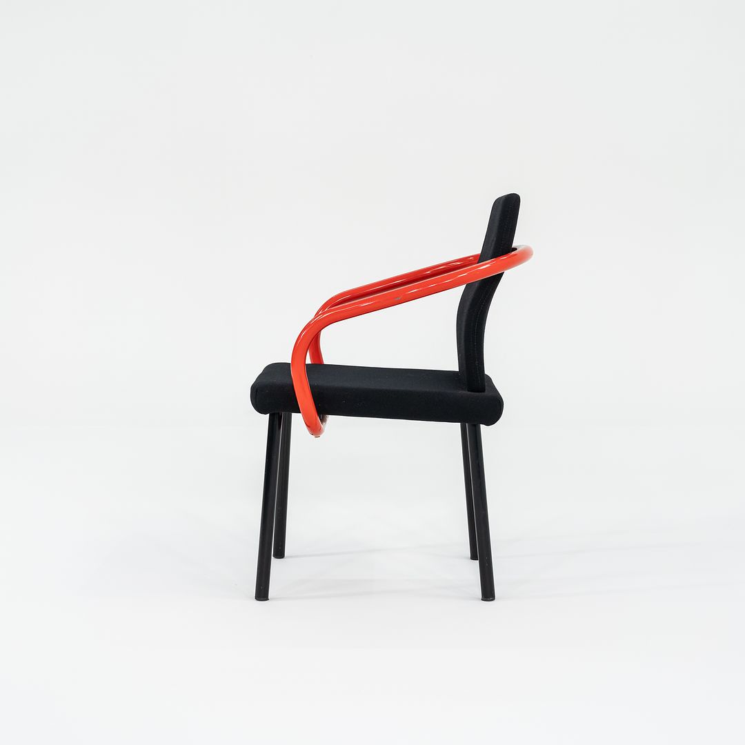 1990s Mandarin Chair by Ettore Sottsass for Knoll Mandarin Dining Chairs in Orange with Black Upholstery