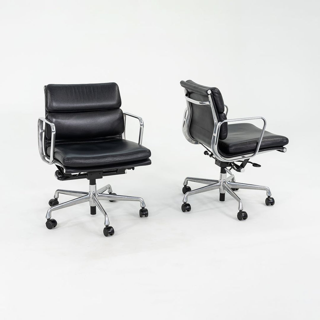 2009 Herman Miller Eames Soft Pad Management Desk Chair in Edelman Black Leather with Pneumatic Base 10x Available