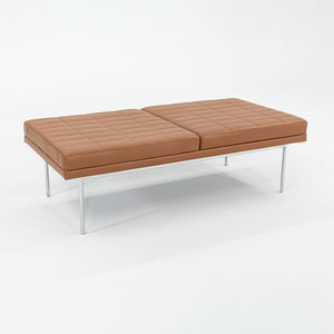 2013 BassamFellows for Geiger Tuxedo Lounge Quilted Bench in Cognac Leather 56x28 inches 1x Available