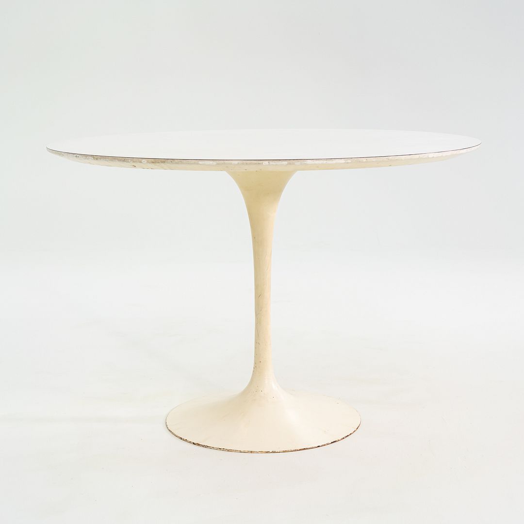 1960s Eero Saarinen Knoll Tulip Pedestal Dining Table 42" White Top, Model 173F