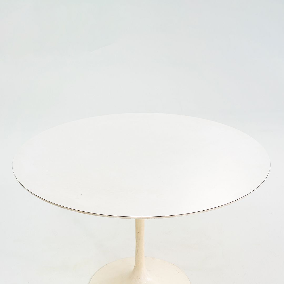 1960s Eero Saarinen Knoll Tulip Pedestal Dining Table 42" White Top, Model 173F