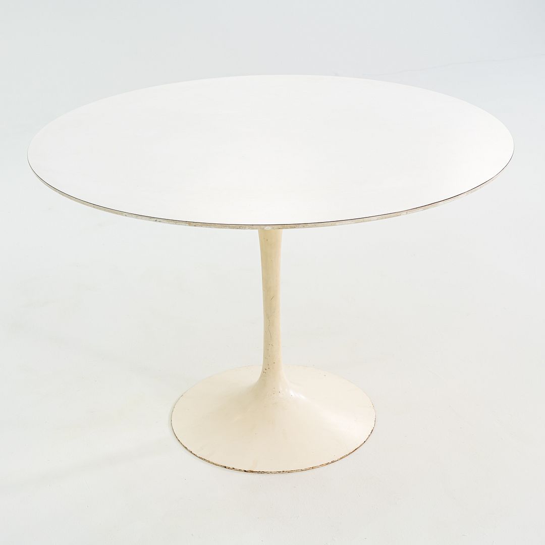 1960s Eero Saarinen Knoll Tulip Pedestal Dining Table 42" White Top, Model 173F