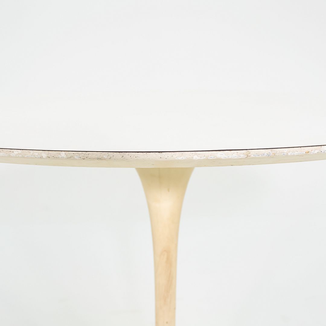 1960s Eero Saarinen Knoll Tulip Pedestal Dining Table 42" White Top, Model 173F