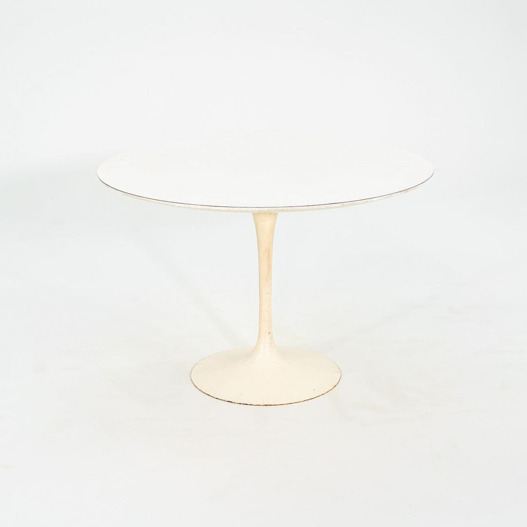 1960s Eero Saarinen Knoll Tulip Pedestal Dining Table 42" White Top, Model 173F