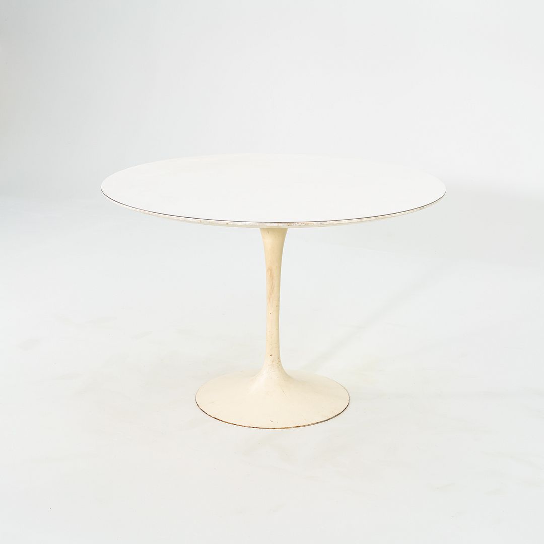 1960s Eero Saarinen Knoll Tulip Pedestal Dining Table 42" White Top, Model 173F