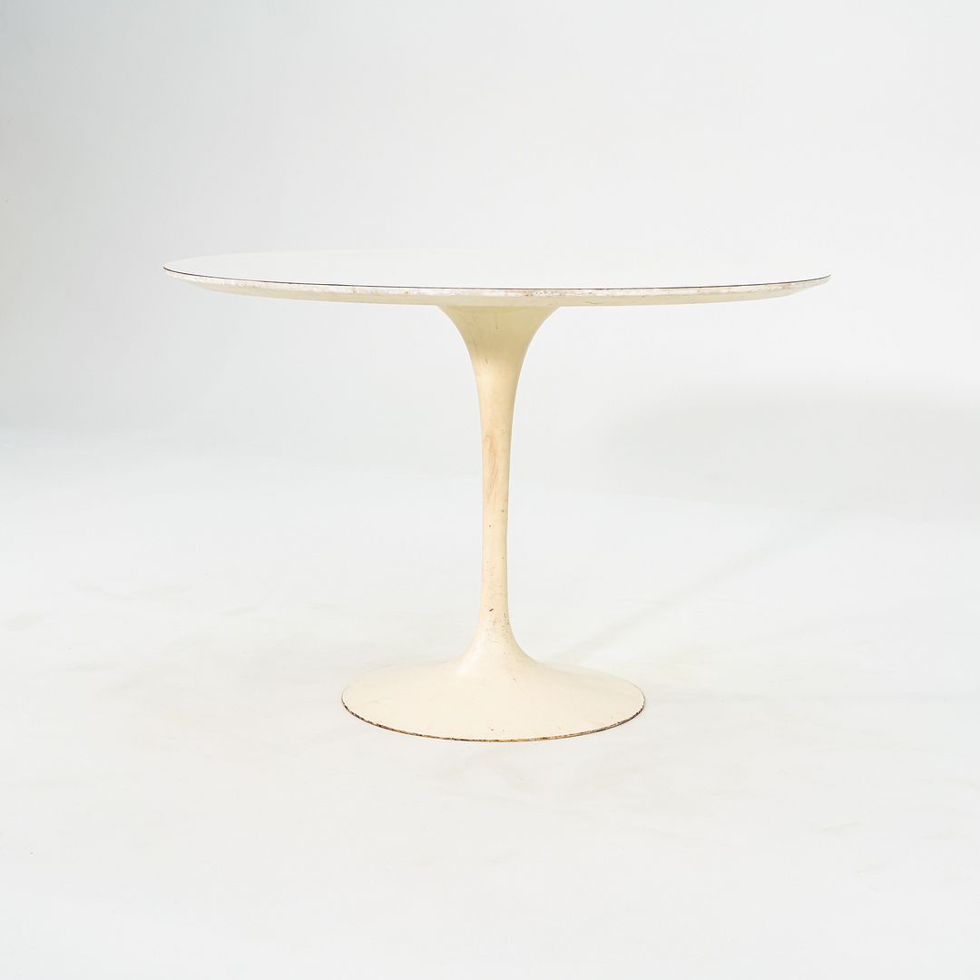 1960s Eero Saarinen Knoll Tulip Pedestal Dining Table 42" White Top, Model 173F