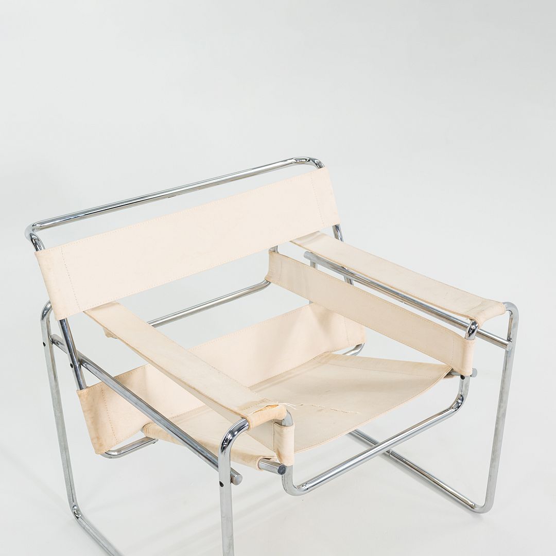 C. 1968 Wassily B3 Lounge Chair by Marcel Breuer for Knoll/Gavina in Off-White
