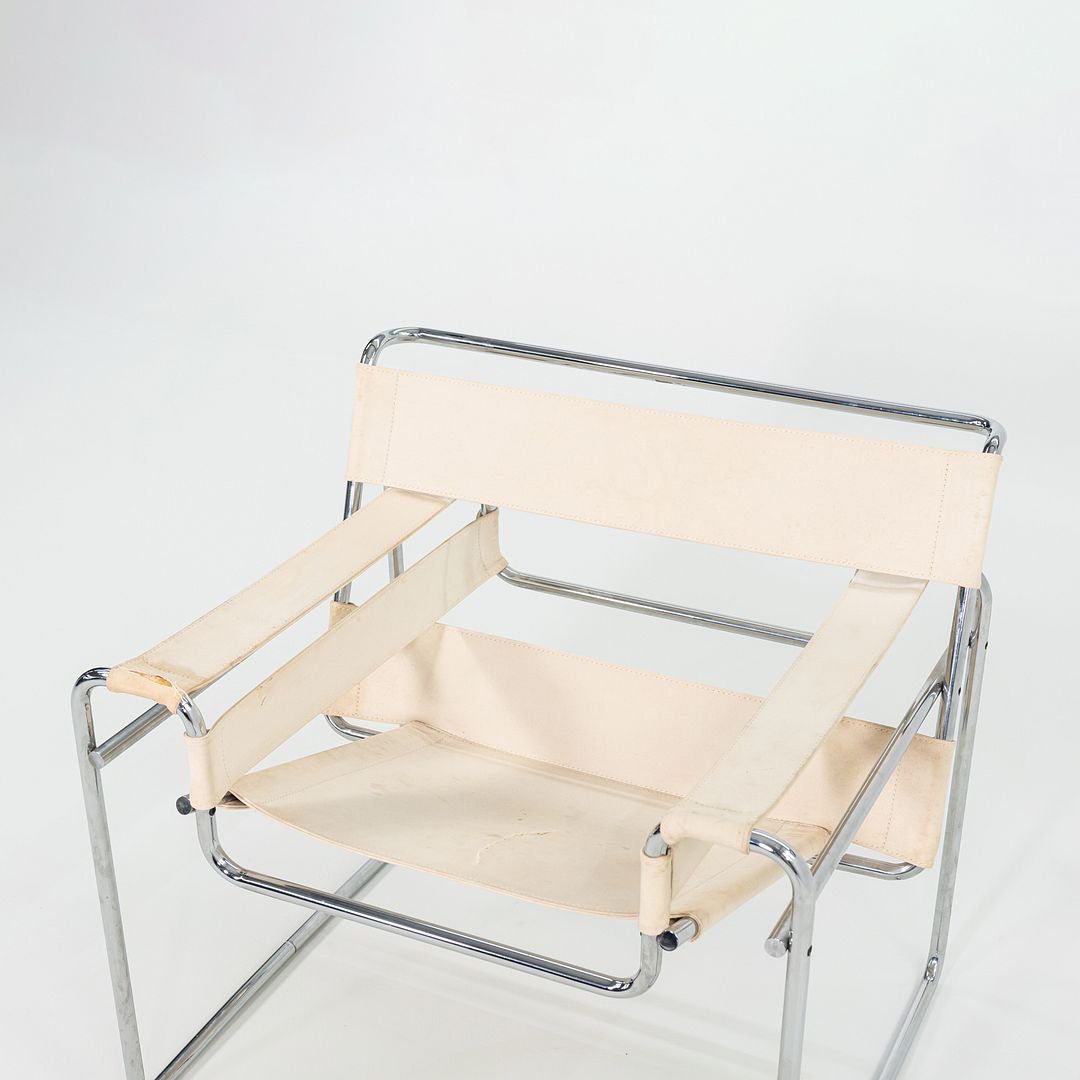C. 1968 Wassily B3 Lounge Chair by Marcel Breuer for Knoll/Gavina in Off-White