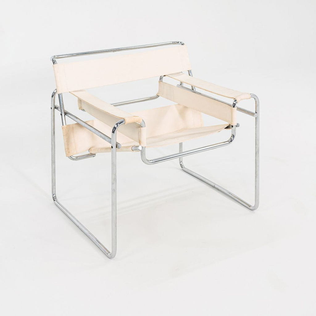 C. 1968 Wassily B3 Lounge Chair by Marcel Breuer for Knoll/Gavina in Off-White