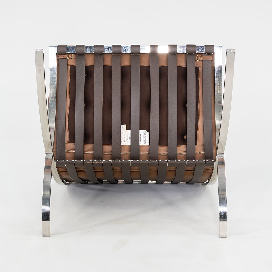 1990 Knoll Barcelona Lounge Chairs by Mies van der Rohe in Brown Leather and Stainless Model 250LS 2x Available