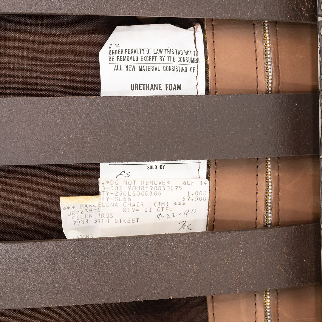 1990 Knoll Barcelona Lounge Chairs by Mies van der Rohe in Brown Leather and Stainless Model 250LS 2x Available