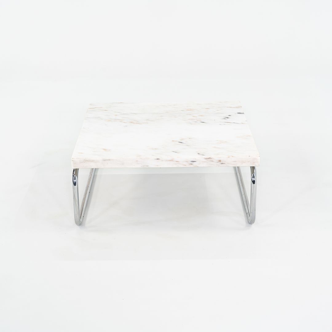 1970s Michael McCarthy for Cassina Tubular Steel Coffee Table in Marble 32 inch