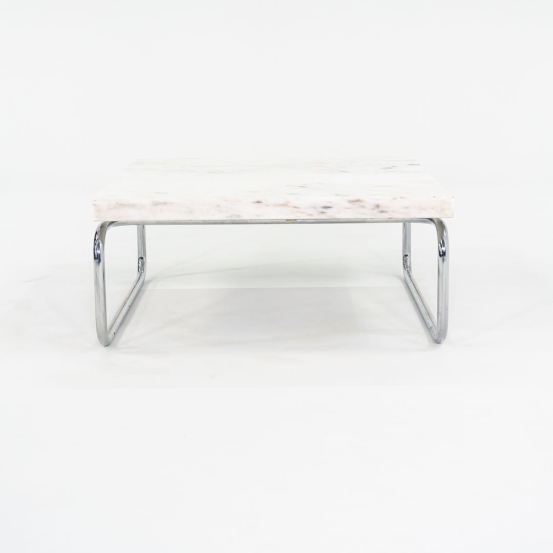 1970s Michael McCarthy for Cassina Tubular Steel Coffee Table in Marble 32 inch