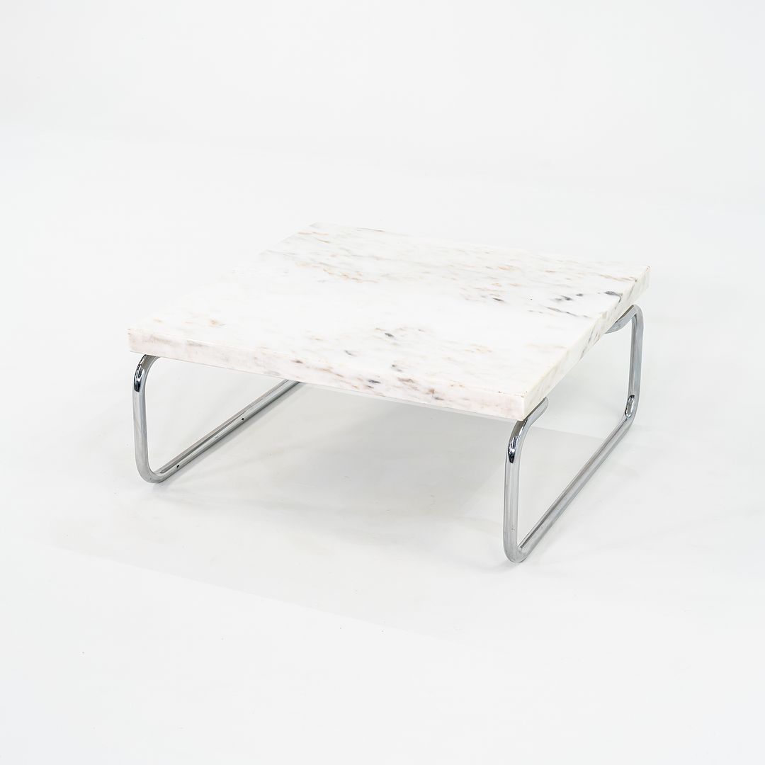 1970s Michael McCarthy for Cassina Tubular Steel Coffee Table in Marble 32 inch