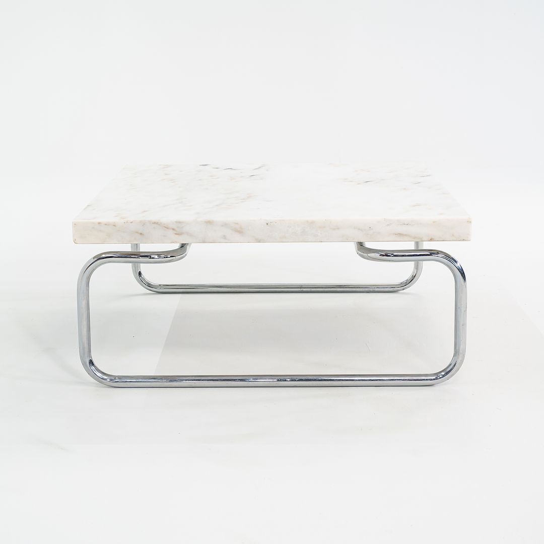 1970s Michael McCarthy for Cassina Tubular Steel Coffee Table in Marble 32 inch
