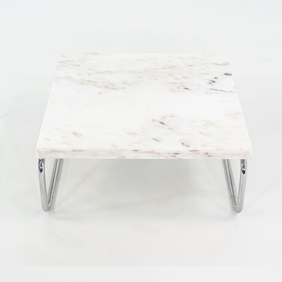 1970s Michael McCarthy for Cassina Tubular Steel Coffee Table in Marble 32 inch