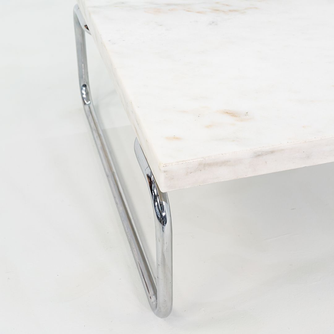 1970s Michael McCarthy for Cassina Tubular Steel Coffee Table in Marble 32 inch