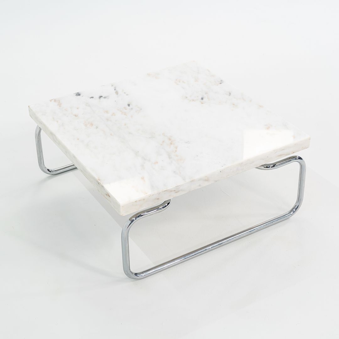 1970s Michael McCarthy for Cassina Tubular Steel Coffee Table in Marble 32 inch