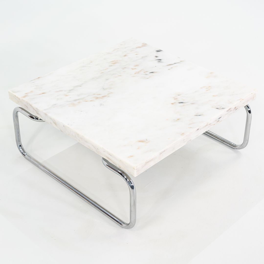 1970s Michael McCarthy for Cassina Tubular Steel Coffee Table in Marble 32 inch