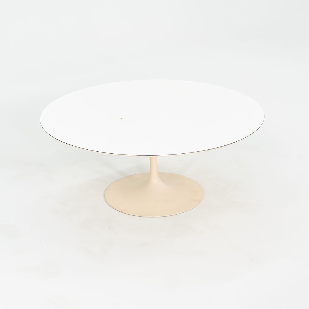 1974 Eero Saarinen for Knoll 36 inch Round Coffee Table in White Laminate