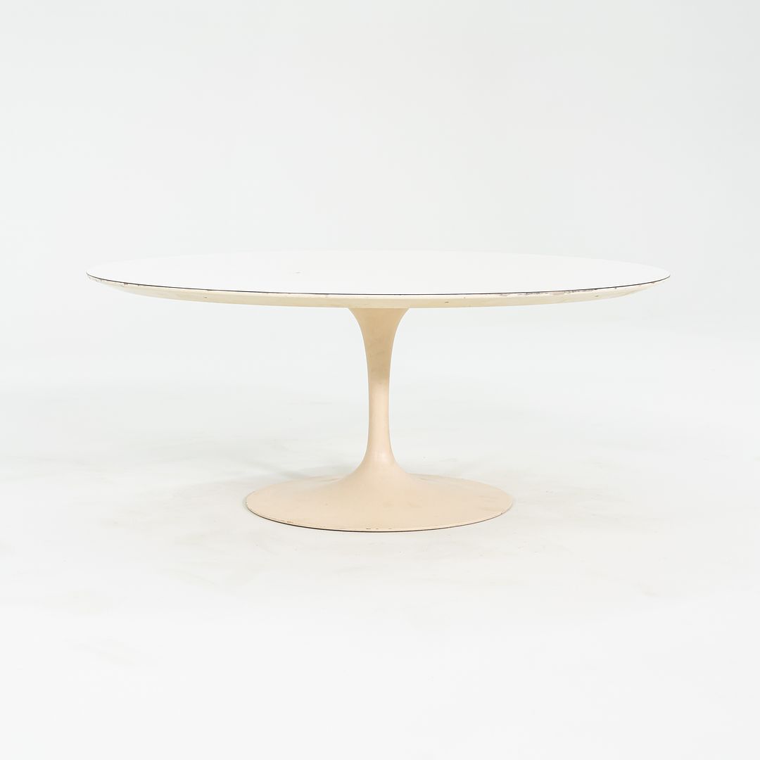 1974 Eero Saarinen for Knoll 36 inch Round Coffee Table in White Laminate