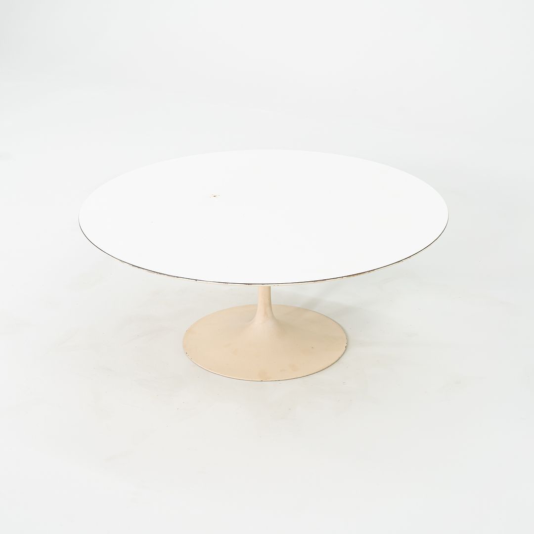 1974 Eero Saarinen for Knoll 36 inch Round Coffee Table in White Laminate