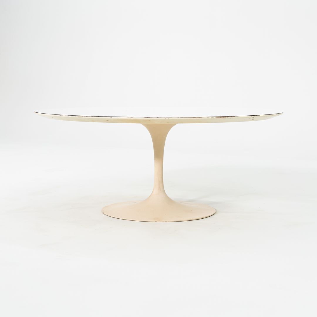 1974 Eero Saarinen for Knoll 36 inch Round Coffee Table in White Laminate
