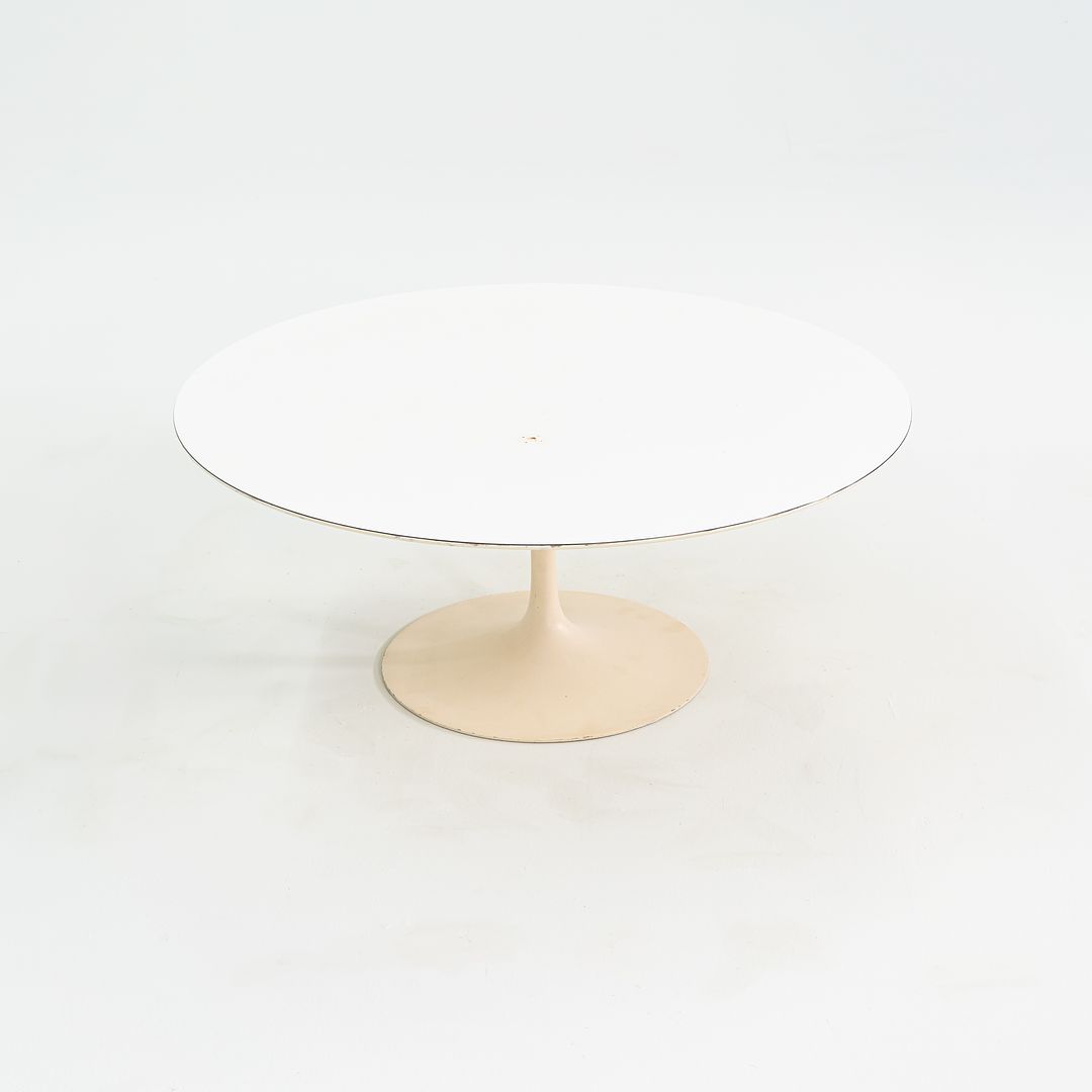 1974 Eero Saarinen for Knoll 36 inch Round Coffee Table in White Laminate