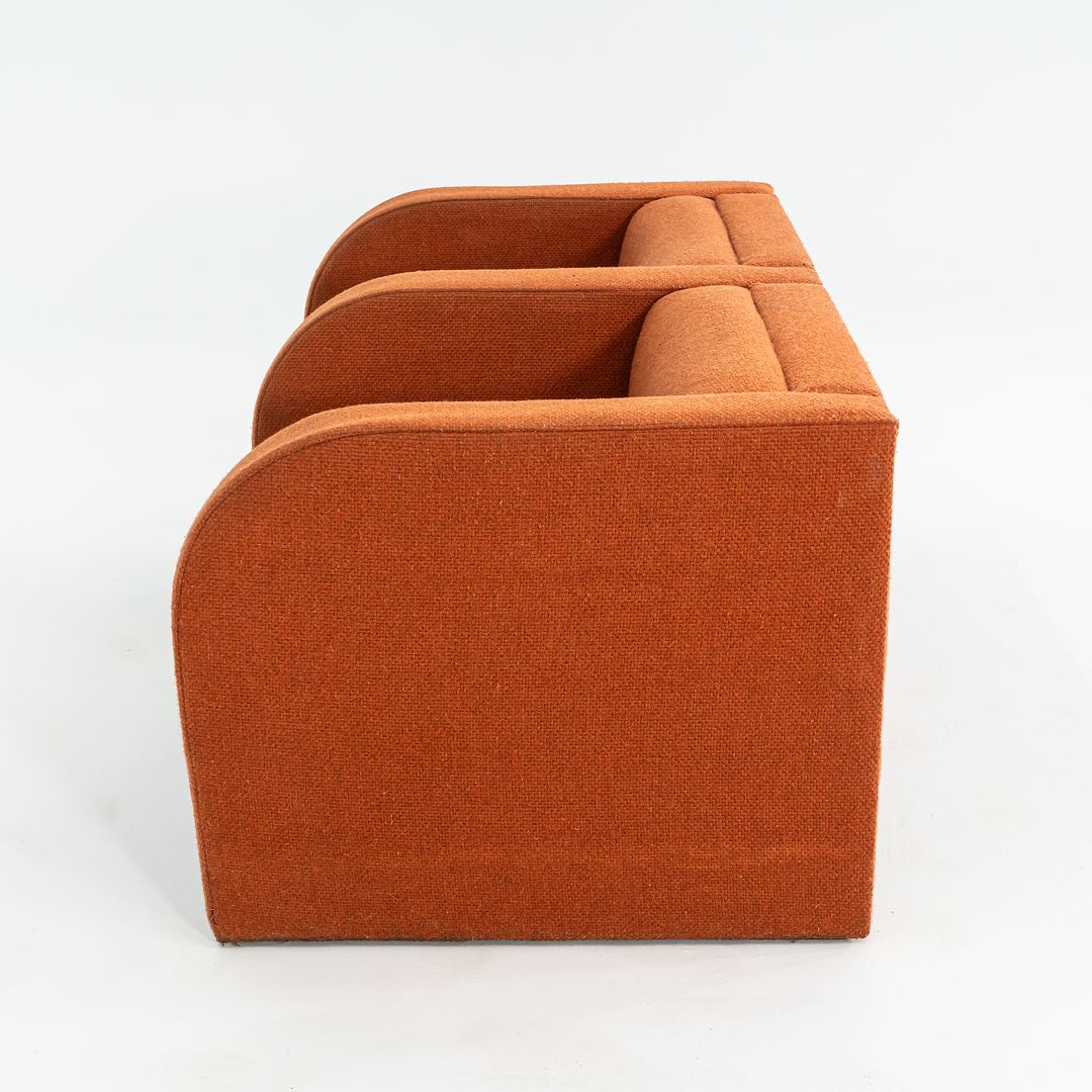 1970s Frank Majore for Pace Collection Sculptural Two Seat Settee Sofa in Orange Hopsack Fabric