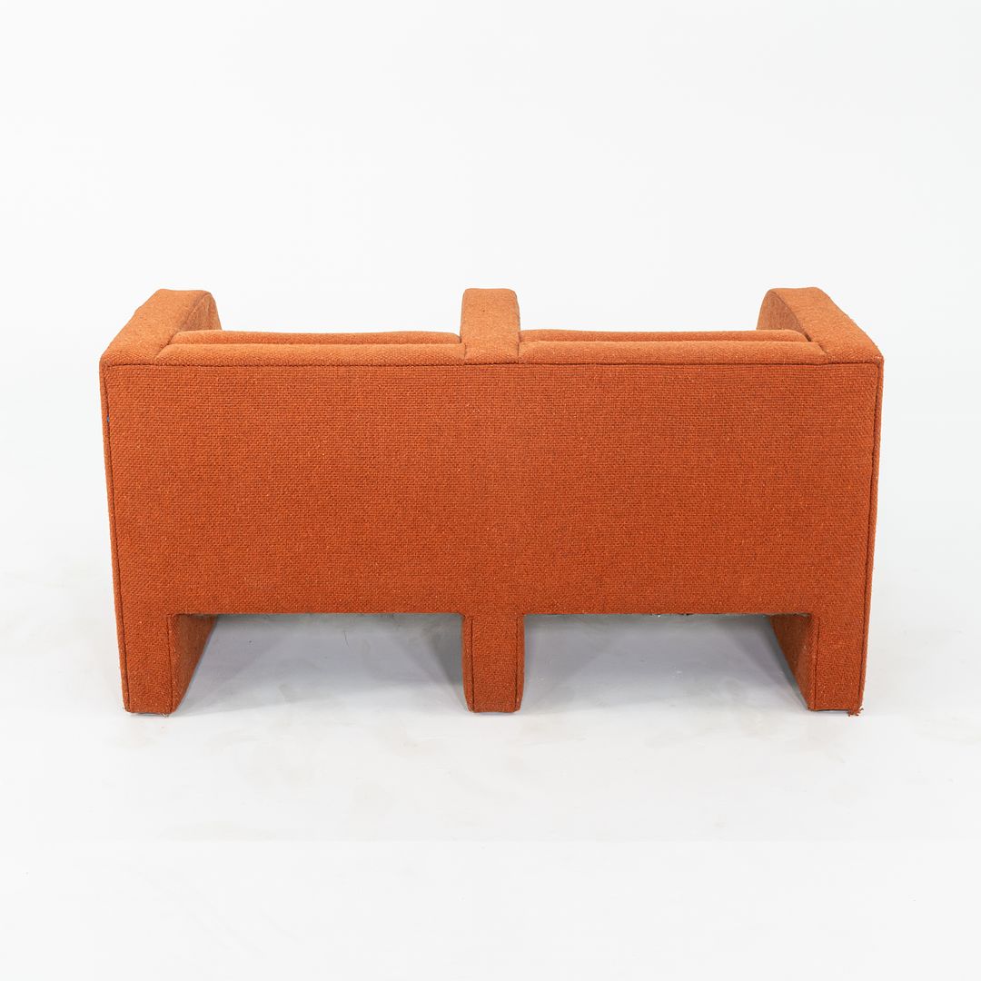 1970s Frank Majore for Pace Collection Sculptural Two Seat Settee Sofa in Orange Hopsack Fabric