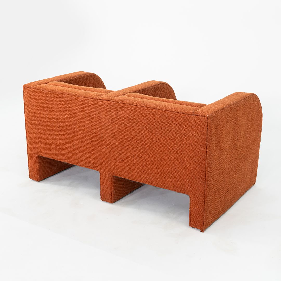 1970s Frank Majore for Pace Collection Sculptural Two Seat Settee Sofa in Orange Hopsack Fabric
