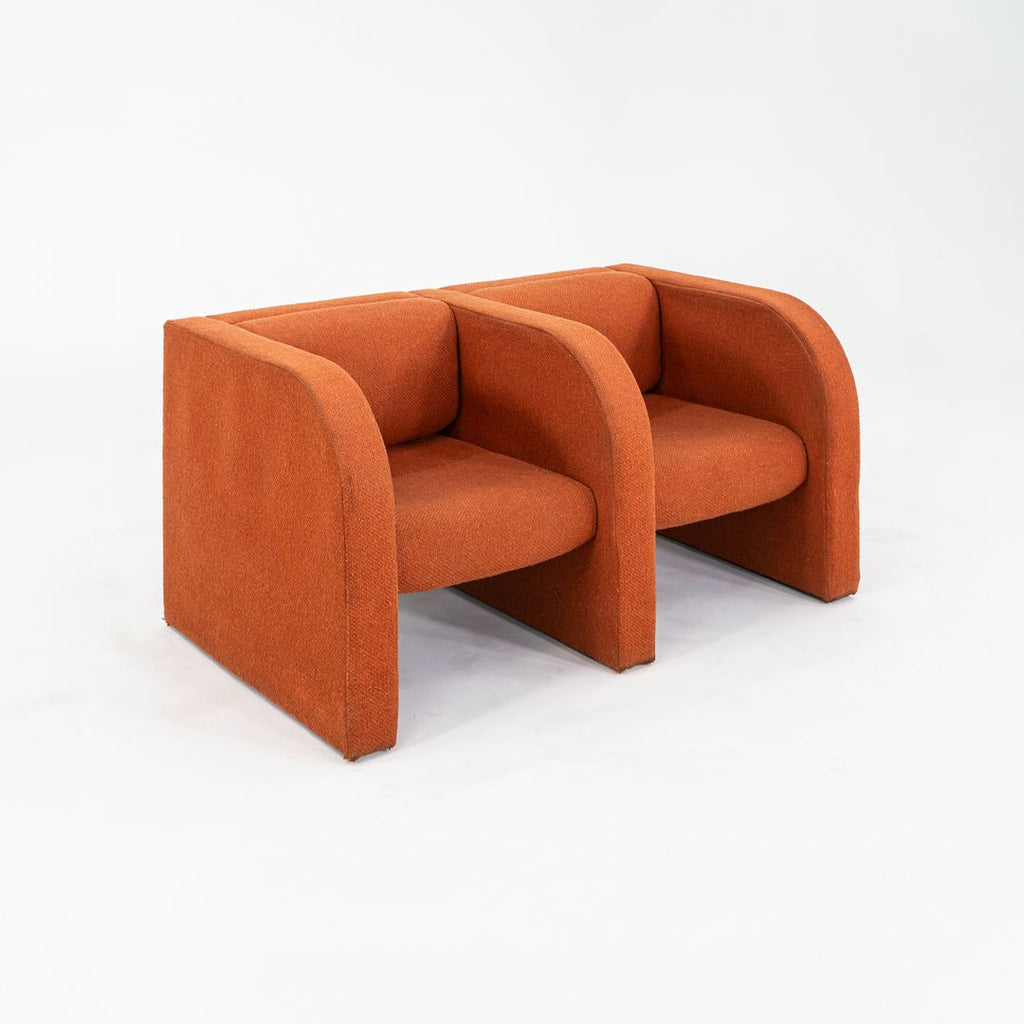1970s Frank Majore for Pace Collection Sculptural Two Seat Settee Sofa in Orange Hopsack Fabric