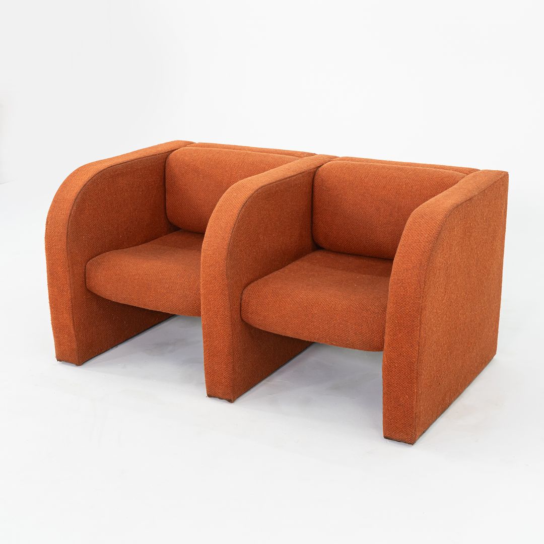 1970s Frank Majore for Pace Collection Sculptural Two Seat Settee Sofa in Orange Hopsack Fabric