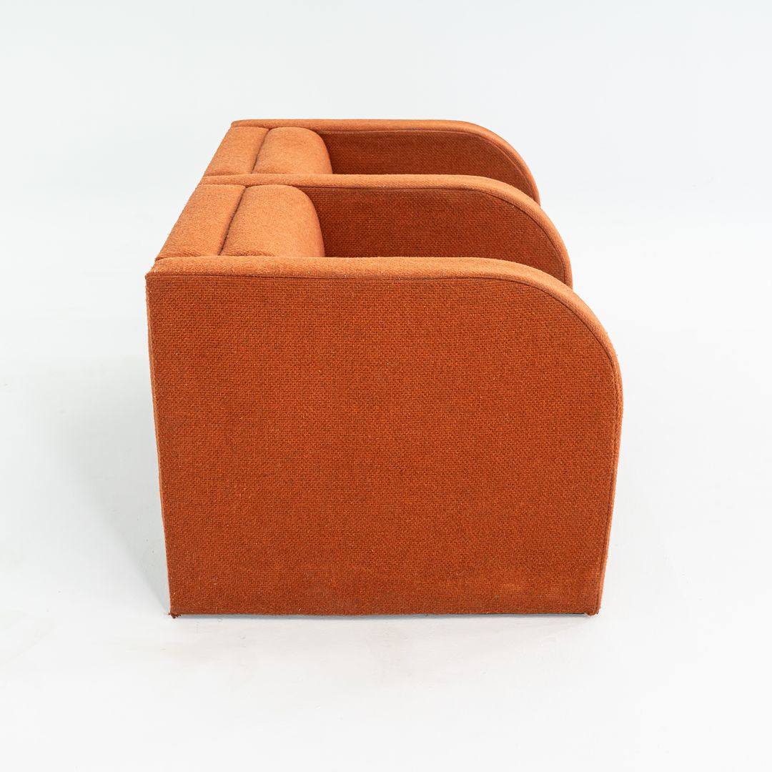 1970s Frank Majore for Pace Collection Sculptural Two Seat Settee Sofa in Orange Hopsack Fabric