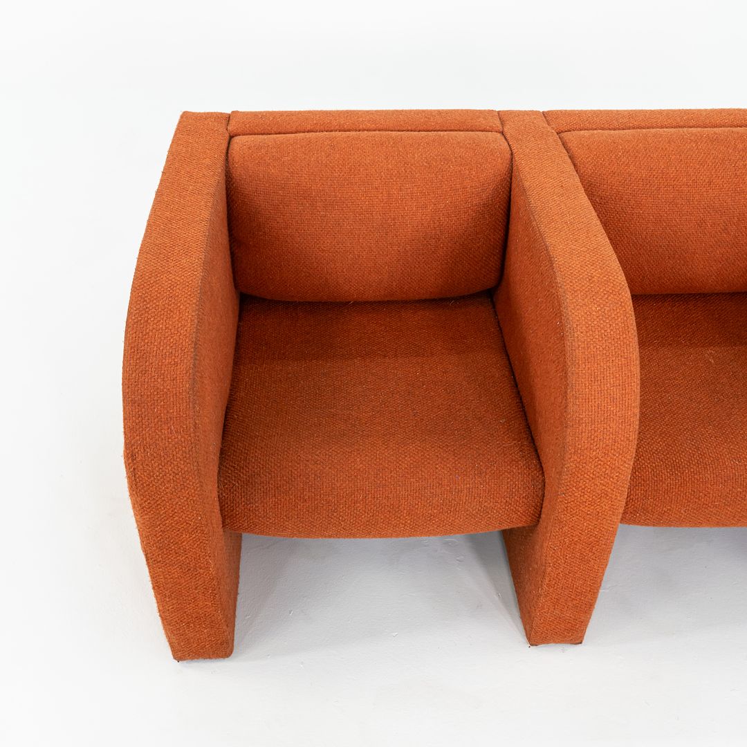 1970s Frank Majore for Pace Collection Sculptural Two Seat Settee Sofa in Orange Hopsack Fabric