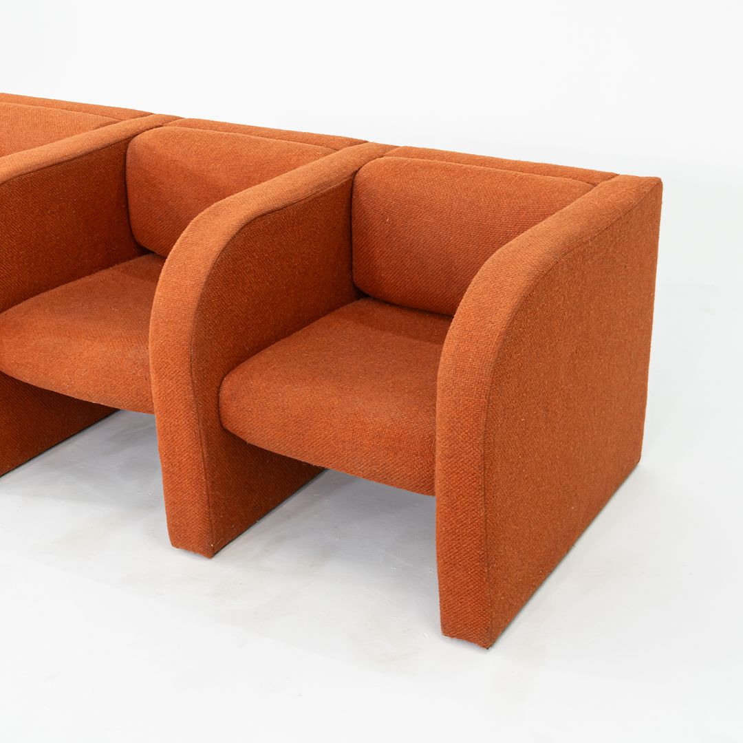 1970s Frank Majore for Pace Collection Sculptural Three Seat Sofa in Orange Fabric
