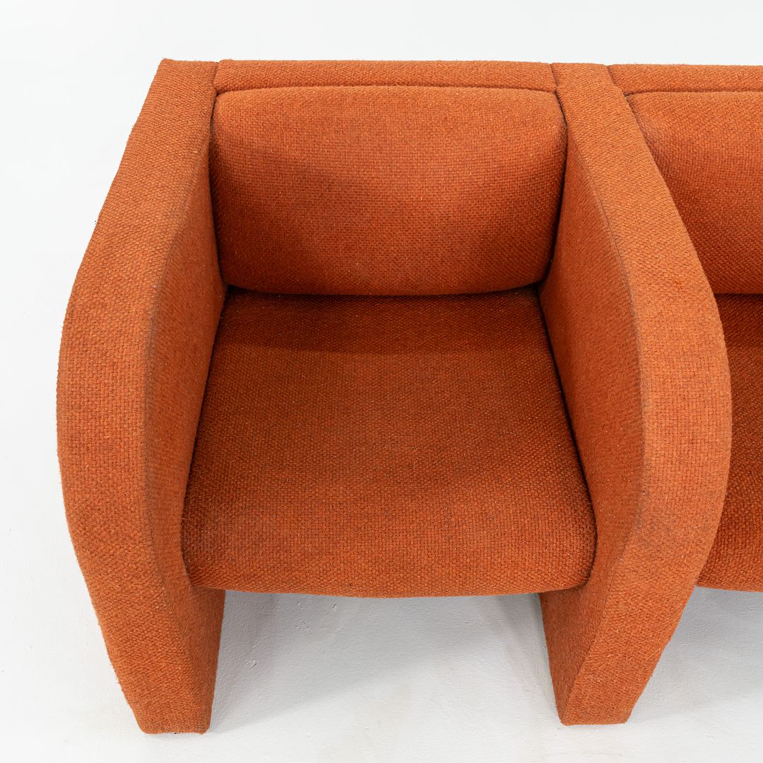 1970s Frank Majore for Pace Collection Sculptural Three Seat Sofa in Orange Fabric