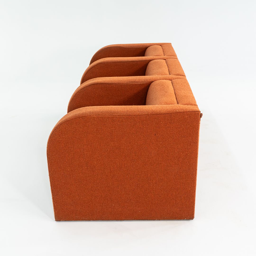 1970s Frank Majore for Pace Collection Sculptural Three Seat Sofa in Orange Fabric