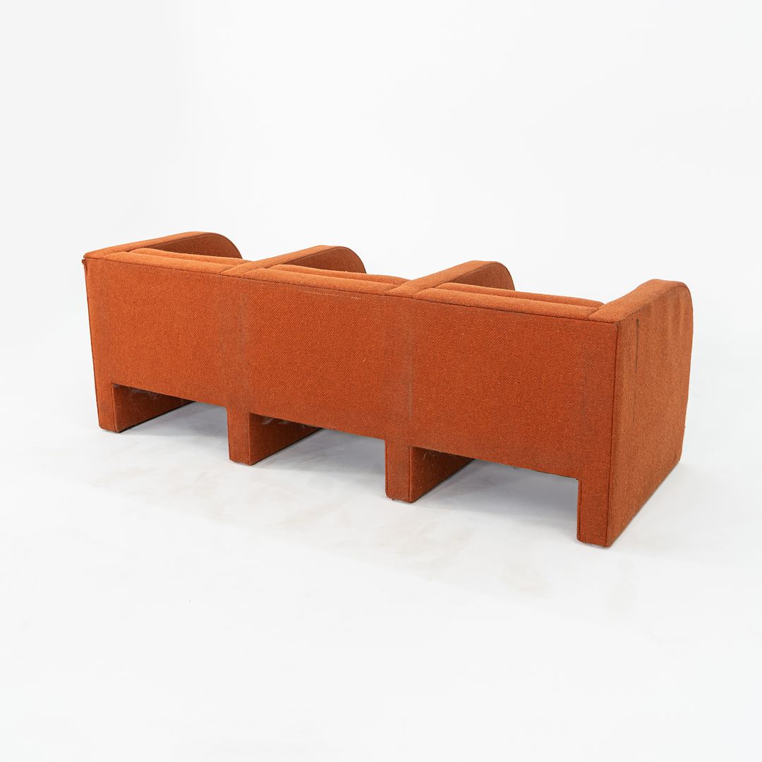 1970s Frank Majore for Pace Collection Sculptural Three Seat Sofa in Orange Fabric