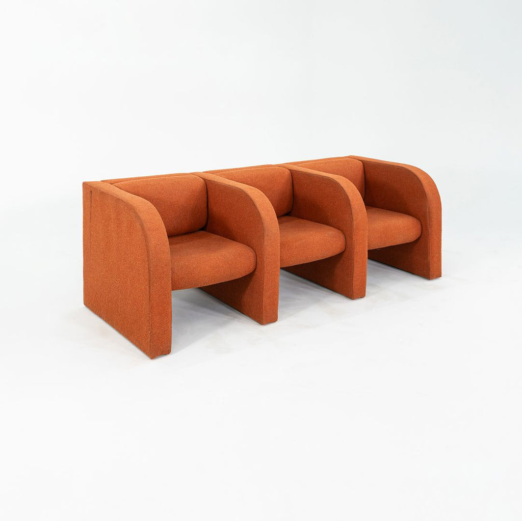 1970s Frank Majore for Pace Collection Sculptural Three Seat Sofa in Orange Fabric