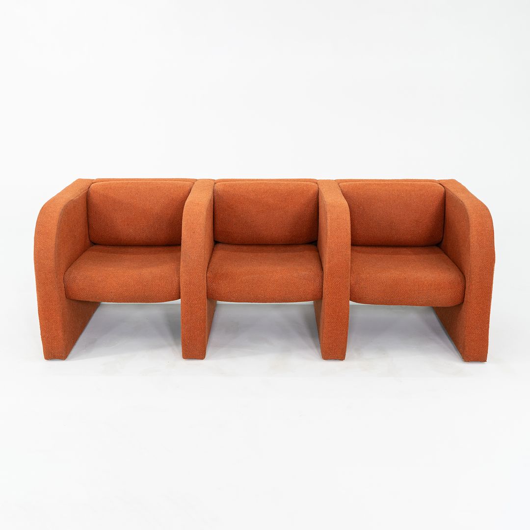 1970s Frank Majore for Pace Collection Sculptural Three Seat Sofa in Orange Fabric